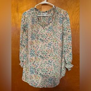Carolina Belle Size 2x Womens Peasant Top Floral 3/4 Sleeve Blouse NWT